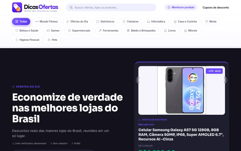 Tela do Dicas Ofertas