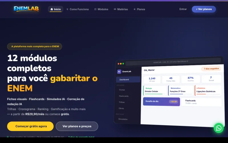 Tela do EnemLab